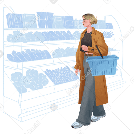 Woman grocery shopping PNG, SVG