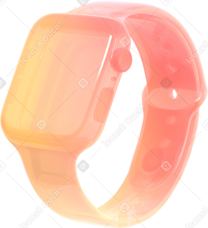 3D yellow glass smart watch PNG, SVG