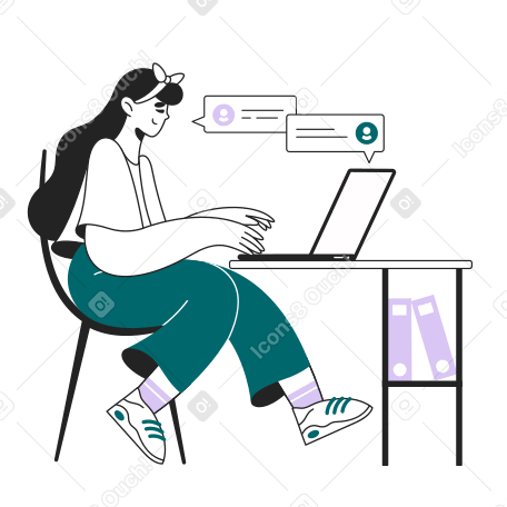 Woman chatting online Illustration in PNG, SVG