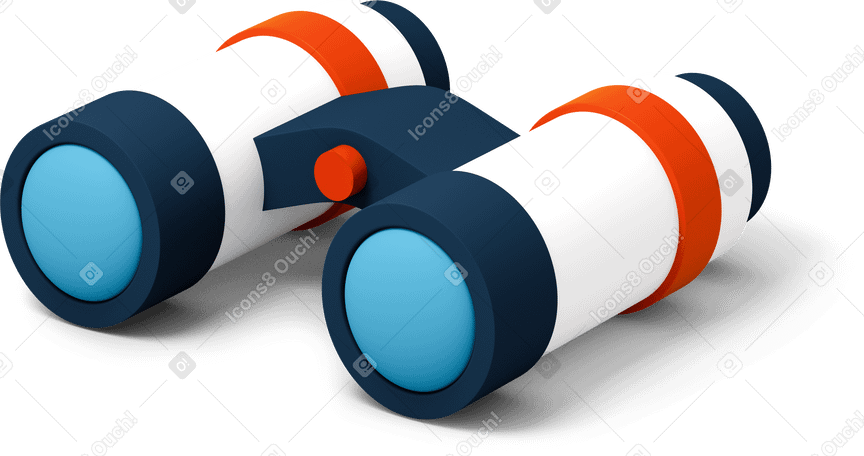 3D Orange and white binoculars Illustration in PNG, SVG