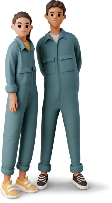boy and girl in the worker jumpsuits PNG, SVG