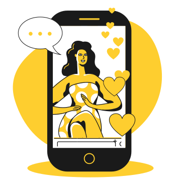 Видеопоток по телефону и инстаграму с женщиной в PNG, SVG