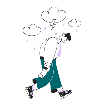 Sad man walks in the rain PNG, SVG