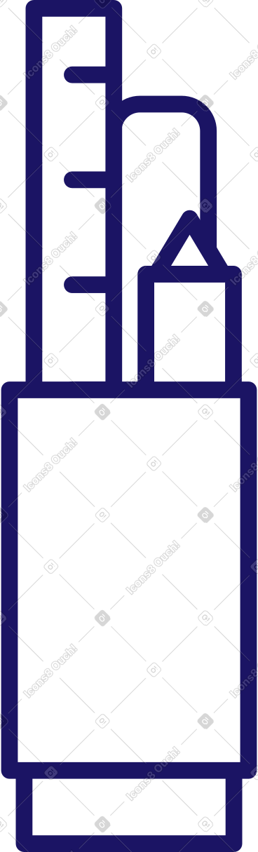 Stationery cup with rulers and pencil PNG, SVG