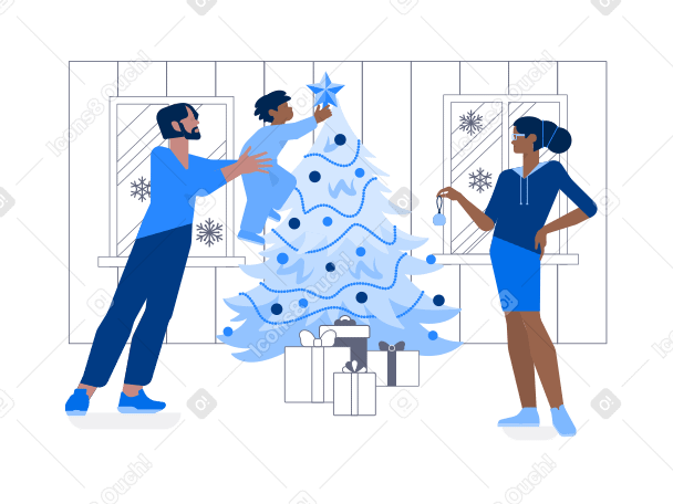 Family Christmas Illustration in PNG, SVG