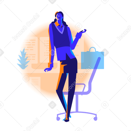 Female coder standing in the office Illustration in PNG, SVG