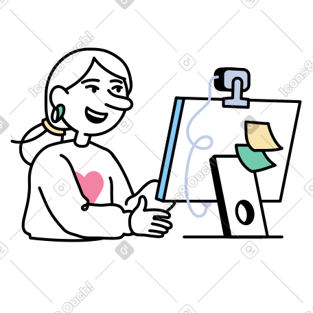 年轻女子正在接受在线采访 PNG, SVG