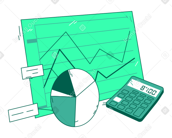 Graphs and calculator for financial planning PNG, SVG