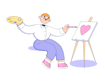 Artist painting heart on canvas PNG, SVG
