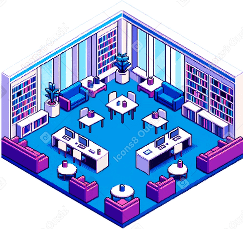 Читальный зал в современной библиотеке в PNG, SVG