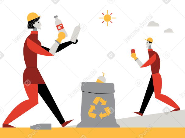 Picking up trash Illustration in PNG, SVG