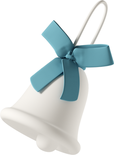 white bell with blue ribbon PNG, SVG