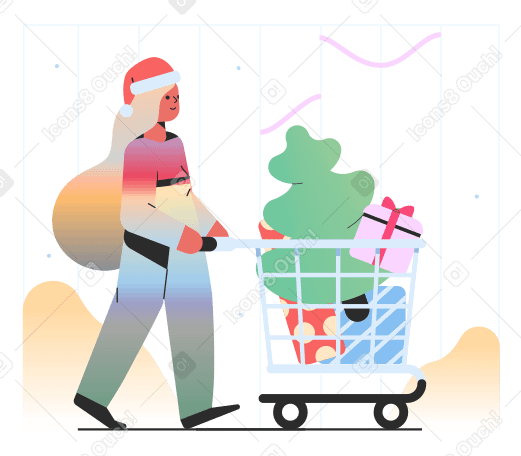 Christmas shopping Illustration in PNG, SVG