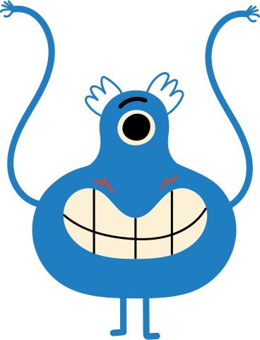 blue character with his hands up PNG, SVG