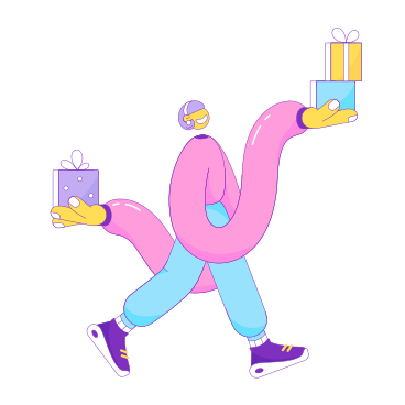 Girl carrying gifts in her hands PNG, SVG