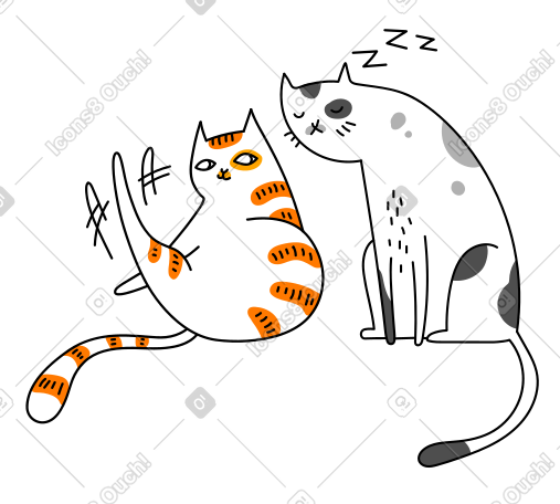 疲惫的猫坐着睡着了 PNG, SVG