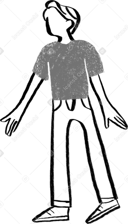 black and white man with his hand outstretched Illustration in PNG, SVG