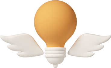 Idea light bulb with wings в PNG, SVG