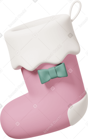 3D Pink Christmas stocking with ribbon PNG, SVG