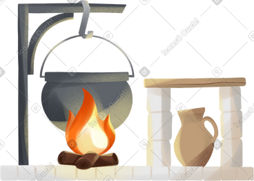 Fireplace with suspension and shelf PNG, SVG