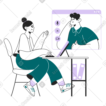 女人对男人进行在线采访 PNG, SVG