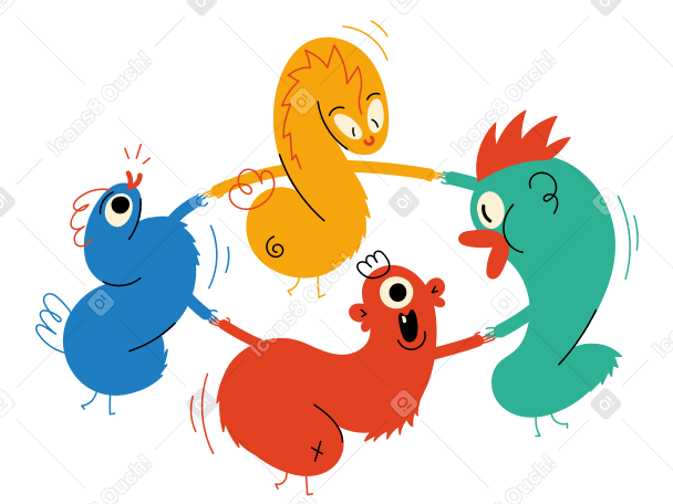 Networking characters dancing in a marry go round Illustration in PNG, SVG