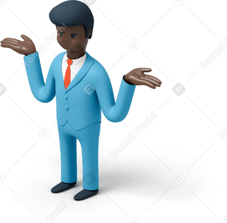 3D Black businessman shrugging shoulders PNG, SVG