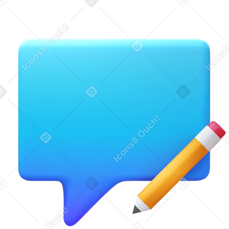 3D speech bubble and pencil Illustration in PNG, SVG