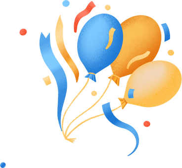 colorful balloons and confetti PNG, SVG