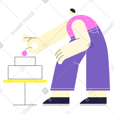 装饰生日蛋糕的男人 PNG, SVG