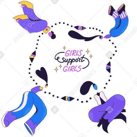 女の子は女の子をサポートします のpngとsvgでのイラスト