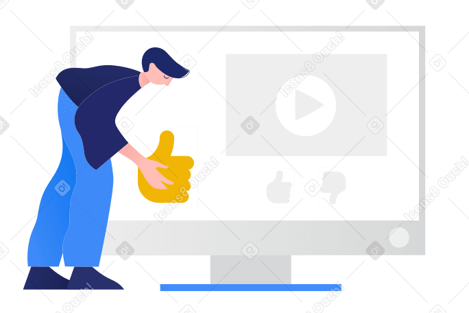 Мужчина дает ике под видео в PNG, SVG