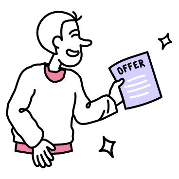 A young man gets an offer PNG, SVG