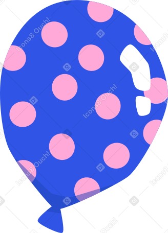 blue balloon with pink polka dots Illustration in PNG, SVG