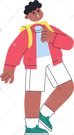 boy with a backpack walking and smiling Illustration in PNG, SVG