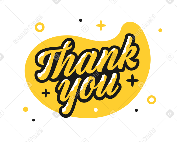 Thank you lettering on the yellow background Illustration in PNG, SVG