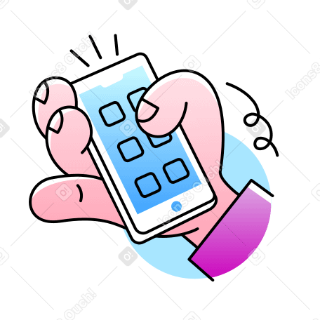 Hand with smartphone Illustration in PNG, SVG