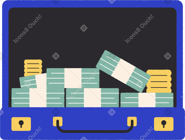 suitcase full of wads of money PNG、SVG