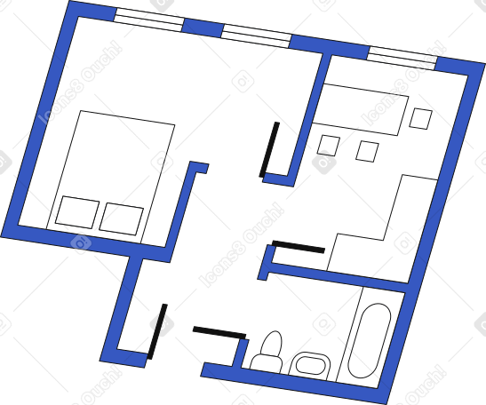 floor plan of an apartment Illustration in PNG, SVG