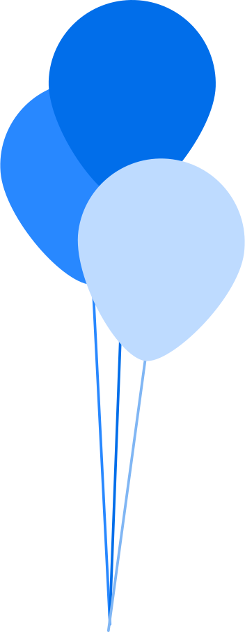 Three blue balloons Illustration in PNG, SVG