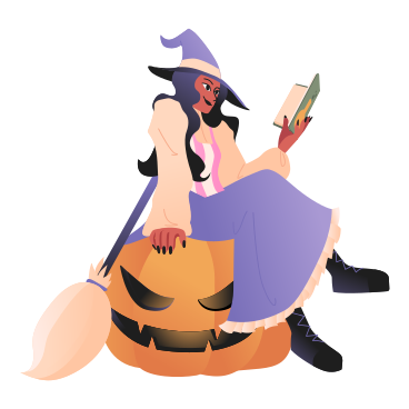 Witch with a potion book PNG, SVG