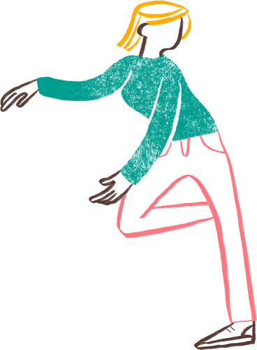 blond haired woman standing on one leg with her hands around something PNG, SVG