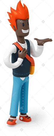 3D Rothaariger mann mit erhobener hand PNG, SVG