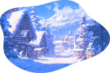 Small city in winter background PNG, SVG