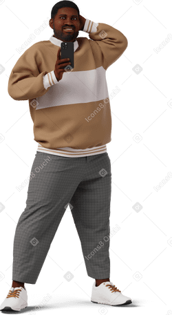 3D young man taking selfie PNG, SVG
