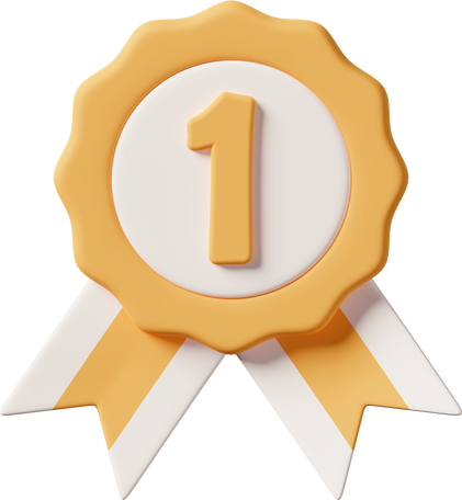 3D First place badge with two ribbons PNG, SVG
