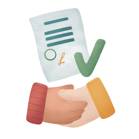 Handshake as a sign of signing a contract Illustration in PNG, SVG