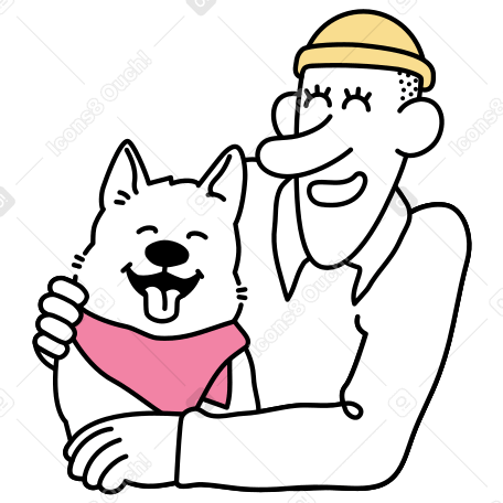 Man with his pet dog PNG, SVG