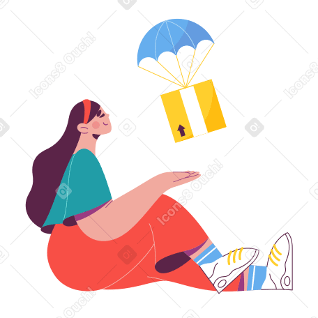 Girl receives a parcel PNG, SVG