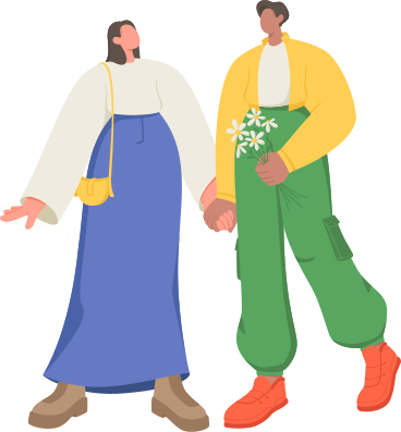 woman and man with flowers PNG, SVG